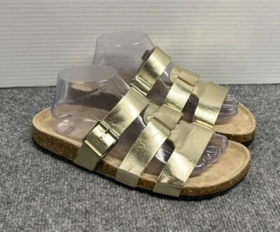 asos女式10码凉鞋金色金属懒人鞋带 — 第 1/4 张图片