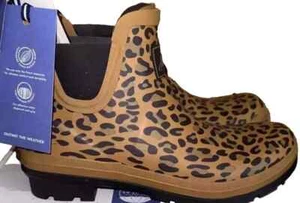 Joules Tan Brown Leopard Wellibob - Short Height Printed Wellies- Size 8- BNIB - Picture 1 of 10