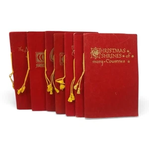 Vtg 1950's Christmas Booklets Set of 7 Red Flocked Cover Tassel Illustrated 3416 - Bild 1 von 22