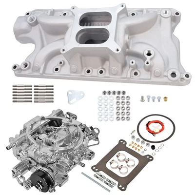 For Ford Small Block 260 289 302 Dual Plane Intake Manifold & 4Barrel Carburetor Foto 1 de 4