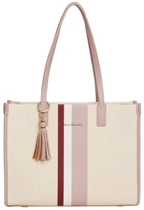 Alice Wheeler London Womens Amalfi Stripe Tote Bag - Cream/Pink - Picture 1 of 4