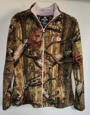 Mossy Oak Breakup Infinity Women's Jacket L 12/14 Green Camo Print Fleece Zip Fr - Imagem 1 de 4