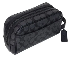 COACH Small Travel Kit 2515 - Black/Charcoal Leather & Signature Canvas - Picture 1 of 7
