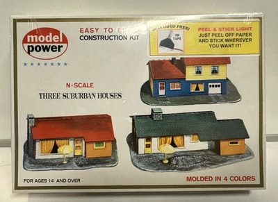 Model Power N Scale Three Suburban Houses Building Kit #1502 NOS - Image 1 of 4