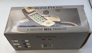 Vintage 1980's Pac Tel Almond Push Button Heavy 2 lb Desk Telephone New In Box - Picture 1 of 9