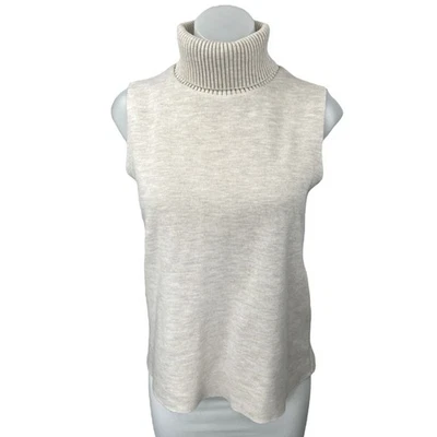 Suéter Top Zara Crema Acanalado Tejido Plegable Cuello Alto Sin Mangas Talla M Foto 1 de 4