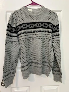 Vintage 70s K.P. Knitwear Sweater Mens Sz M Grey and Black Fair Isle - Picture 1 of 6
