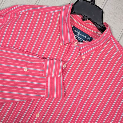 Ralph Lauren Polo Mens 2XL Button Down Pink Striped Long Sleeve Shirt - RN 41381 - Image 1 of 4