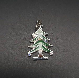 Weihnachtsbaum emailliertes Sterling Silber Armband Charm von Wells - gebraucht - Bild 1 von 4