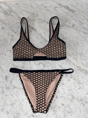 Top Shop Fishnet Bikini Swimsuit Size 4 Black - Image 1 of 4