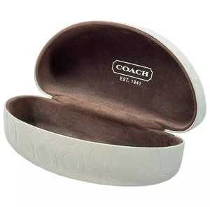 Coach Sunglasses Hard Case White Logo Embossed Clam Shell Pre-owned - Picture 1 of 15
