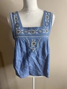 Neu mit Etikett Retro Wrangler Denim ärmelloses Top Empire-Taille bestickt Größe Small - Bild 1 von 8