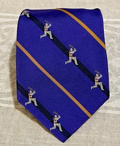 Cravatta vintage Polo Ralph Lauren fatta a mano in seta viola e righe oro CRICKET - Foto 1 di 10