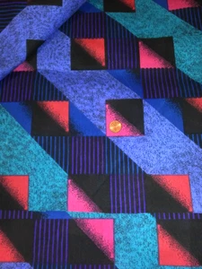 Stoff 180 x 78 breit Baumwolle Mehrfarbig Retro Quilt Handarbeit Nähen Großes Stück - Bild 1 von 2