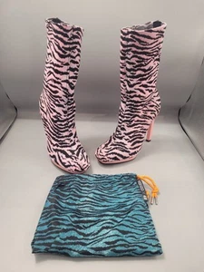 Botas Kenzo x H&M Rosa Cebra UK 5 EU 38 Estampado Animal Tacón Calcetín Bota y Bolsa Antipolvo - Imagen 1 de 24