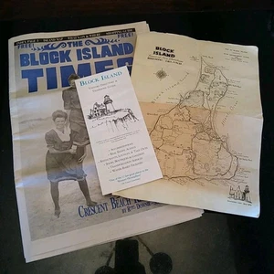Lotto Guida Mappa Giornale Turistico Block Island Vintage 1996 Rhode Island Ephemera - Foto 1 di 11