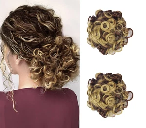 Messy Bun Hair Piece Elastic Drawstring Loose Curly Bun for Women Pack of 1 12H2 - Picture 1 of 3