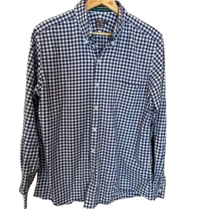 J. McLaughlin Shirt Trim Fit Plaid Check Mens XL Cotton Blue White Button Down - Picture 1 of 11
