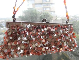 VINTAGE Cocktail RaceWear Glamour Sequined Beaded Clutch HANDBAG - Picture 1 of 6