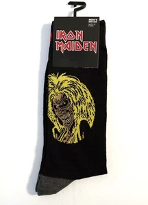 Men's Iron Maiden Black Crew Socks US Size 7-12 Licensed 2024 Rock Metal NEW - Picture 1 of 4