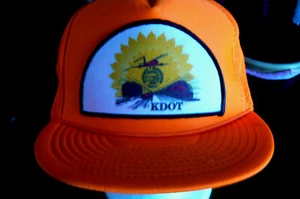 KDOT Mesh Snapback Neon Orange Cap Hat  Patch UNUSED Kansas Dept Trans Nissin - Picture 1 of 7