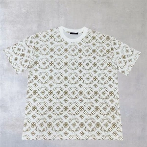 Louis Vuitton LV Monogram Cotton Crewneck T-Shirt White & Gold Size M - Picture 1 of 19