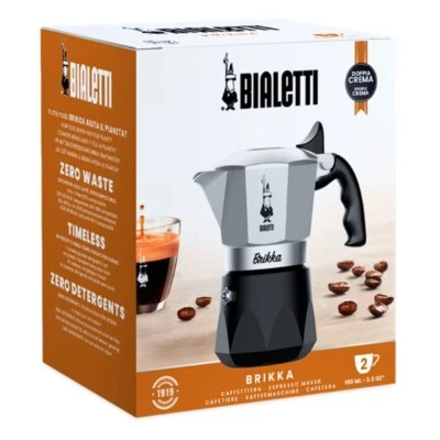 Bialetti Brikka Revolution 2 Cup 2023 New Stovetop Coffee Moka Pot Double Crema - image 1 of 4