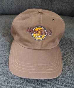 Hat Hard Rock Cafe Gatlinburg TN Vintage Brown One Size Leather Back Cotton - Picture 1 of 6