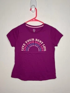 Wonder Nation Top Girls Size XXL 18 Short Sleeve Berry Live Your Best Life Shirt - Picture 1 of 4