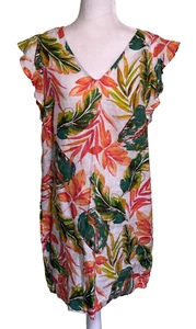 Nicole Miller New York 100% Linen Women's Floral A-Line Sleeveless Dress Size M - Picture 1 of 4