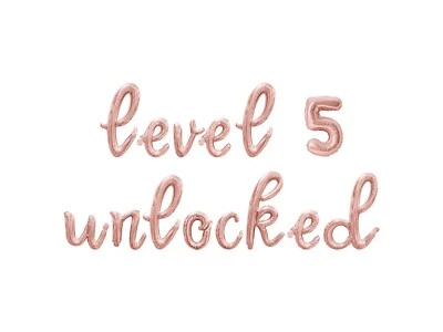 LEVEL 5 UNLOCKED Cursive Letter Balloon Banner - 5th Birthday Party Decorations - Image 1 of 4