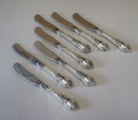 7 Stanton Hall, Oneida Sterling Silver Handle Butter Knives 6 1/4", L-4816 Cover