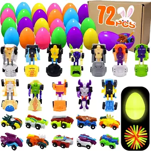 72 Pcs Easter Egg Fillers with Transformer Toys Inside, Toys for Ages 5-7 4-8 8- - Picture 1 of 12