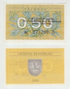 Lithuania 0,50 Talonas 1991 Pick 31b UNC - Picture 1 of 1