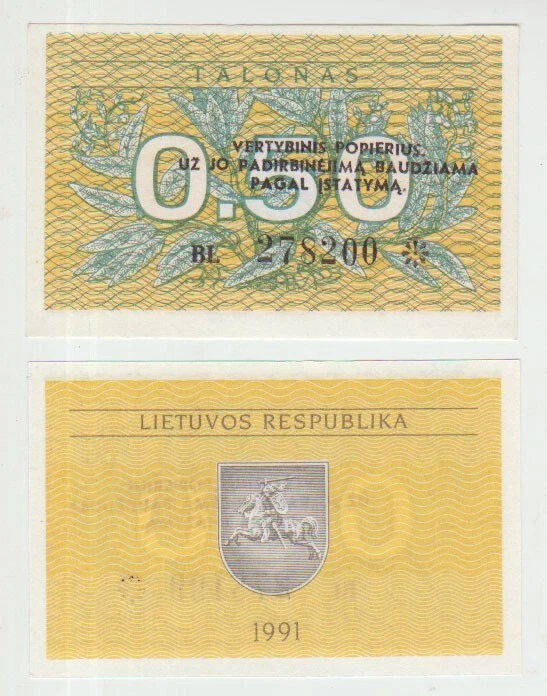 Lithuania 0,50 Talonas 1991 Pick 31b UNC - Image 1 of 1