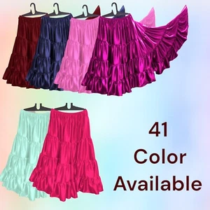 25 Yard 4 Tier skirt Women Belly Dance Color Casual Wear Spinning skirt S20 - Picture 1 of 46