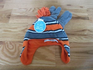 THE CHILDREN'S PLACE Orange Gray Fleece Snow Hat Mitten Retail 14.95 SZ S NEW - Picture 1 of 6