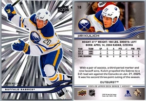 25-26 CUBIERTA SUPERIOR UD CANVAS OUTBURST - JIRI KULICH #18 BUFFALO SABLES - Imagen 1 de 1