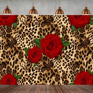 7X5ft Stampa Leopardata Sfondo Rosa Foto Sfondo Matrimonio Compleanno Festa Foto... - Foto 1 di 5