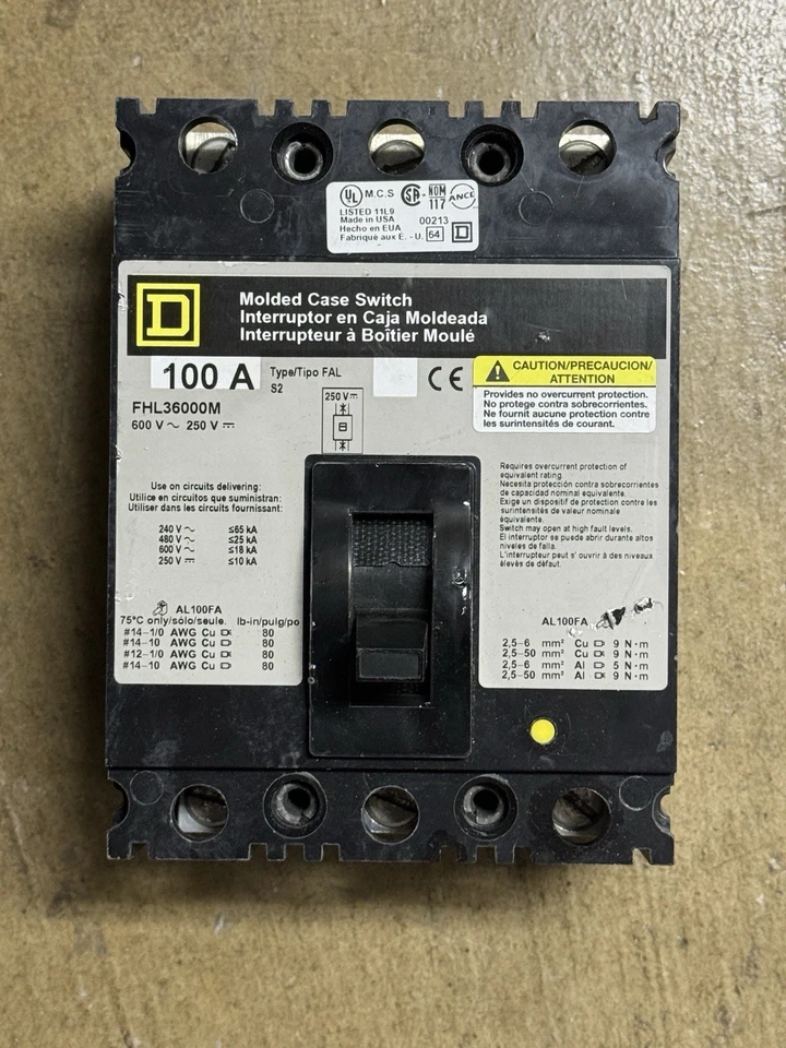 INTERRUPTOR DE CAIXA MOLDADO QUADRADO D FHL36000M 100A 600V AC 3 POLOS - Imagem 1 de 1