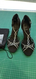 Supa Dance Black Latin Sandals - Swarovski 2.5" heels UK Size 7 (AUS 9) NEW! - Bild 1 von 5