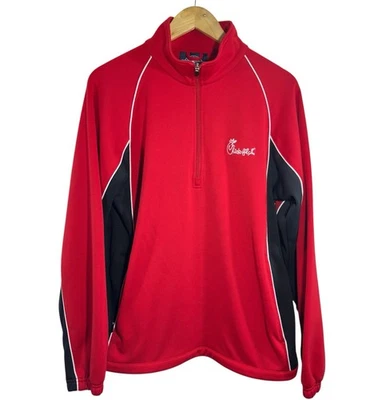 Chick-fil-A Pullover Rojo Cuarto Cremallera Mediano Uniforme de Empleado Chaqueta 100% Poliéster Foto 1 de 4