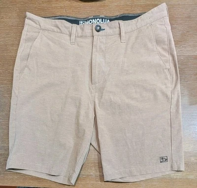 Pantalones Cortos Honolua Hawaii Beige Oscuro Chino Poliéster Mezcla Algodón Talla 34 Bolsillo con Cremallera Foto 1 de 4