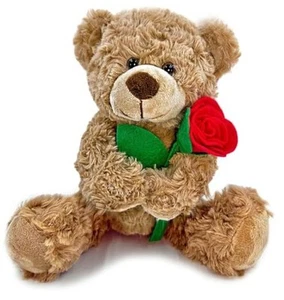 Brown Teddy Bear Plush Toy with Rose Cute Stuffed Animal for Girlfriend Mom - Picture 1 of 8