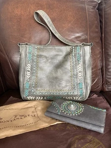 Montana West Western-Stil verdeckte Tragetasche Schultertasche & Geldbörse Nieten genäht - Bild 1 von 18