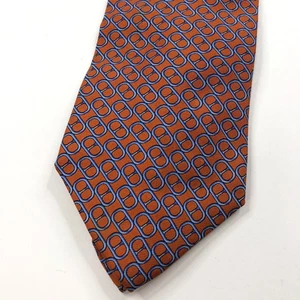 Brooks Brothers Makers 100% Silk Neck Tie Geometric Link Orange Brown 3.75/58-in - Picture 1 of 8
