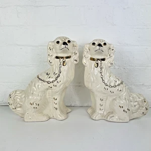 Pair of Vintage Reproduction Staffordshire Dog Statues - Spaniel Figure #232 - Picture 1 of 14