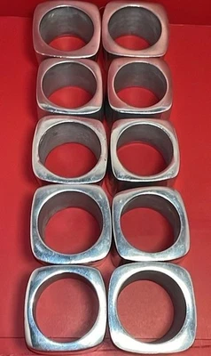 Conjunto de 10 suportes de anel de guardanapo estilo brutalista quadrado de alumínio centro redondo - Imagem 1 de 4