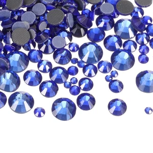 400 Pezzi Hotfix Strass Cristallo Gemme di Vetro (Set SS6-SS20, Blu Scuro) - Foto 1 di 6