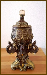 ELEFANT Schatulle/Dose/Aufbewahrung Orient Stil Ornament Kunstglasstein -9- - Bild 1 von 4